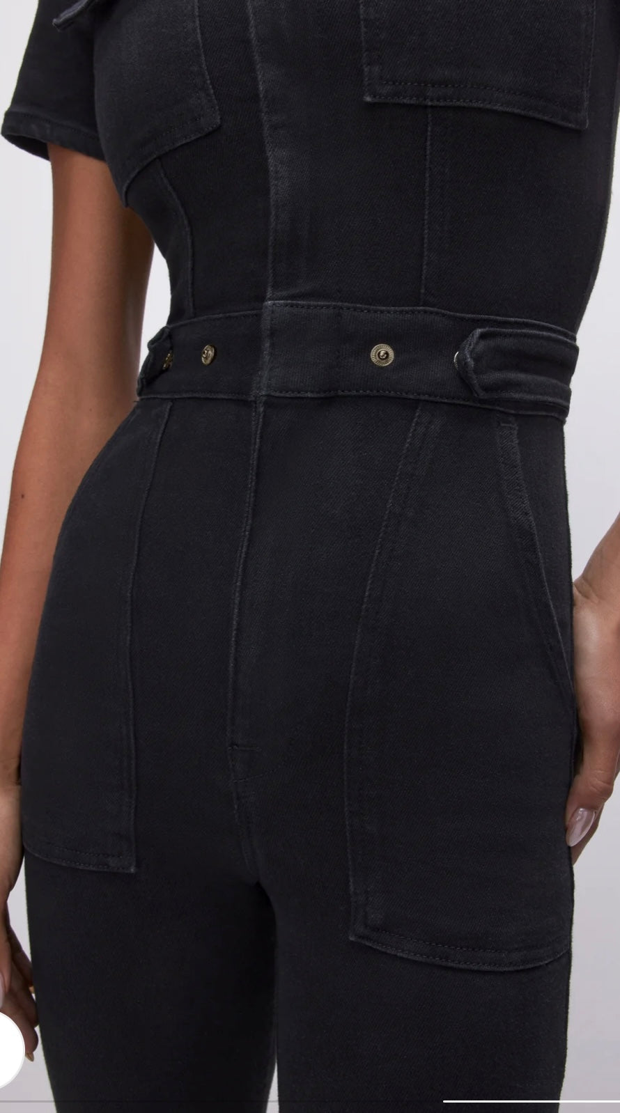 Good American "Fit for Success Bootcut Jumpsuit in Black" (Size S)