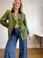 Vintage Green Tweed Skirt Suit (Size L)