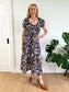 Ralph Lauren "Floral Cotton Voile Puff-Sleeve Dress" in Navy  (Size S)