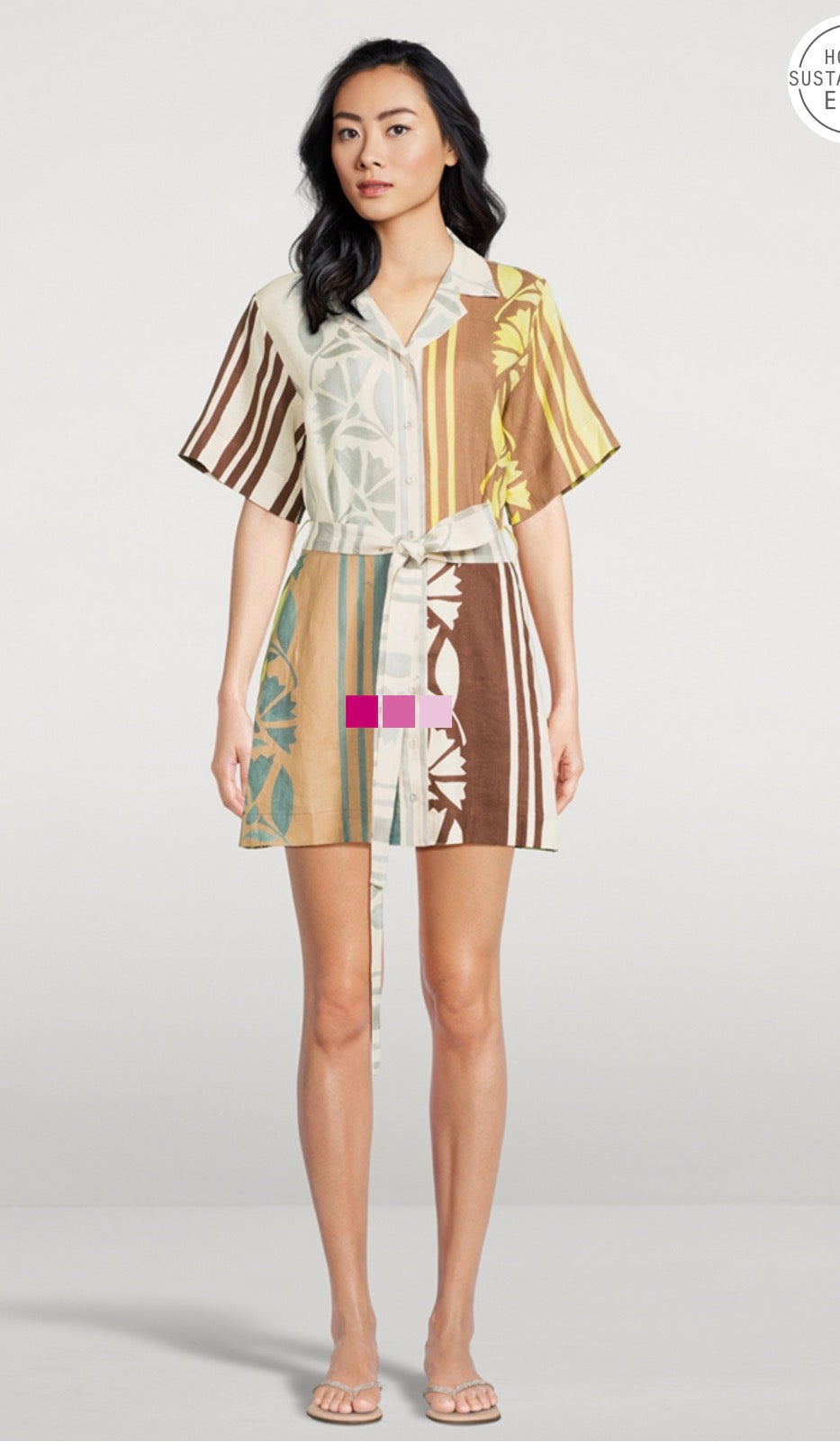 Soleil Soleil Sustainable Designer Brodie Linen Mini Dress (Size S)