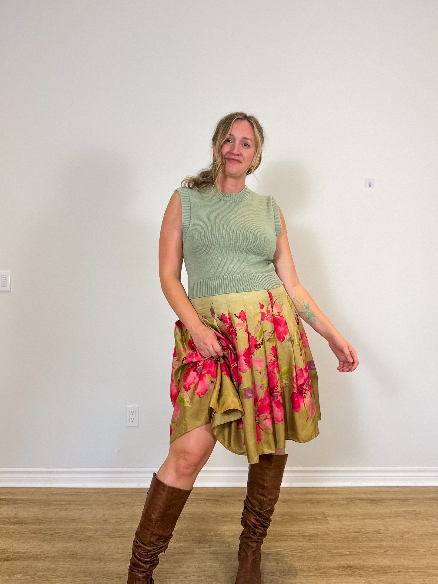 Vintage Jones New York Floral Silk Skirt - SOLD AS IS(Size L)