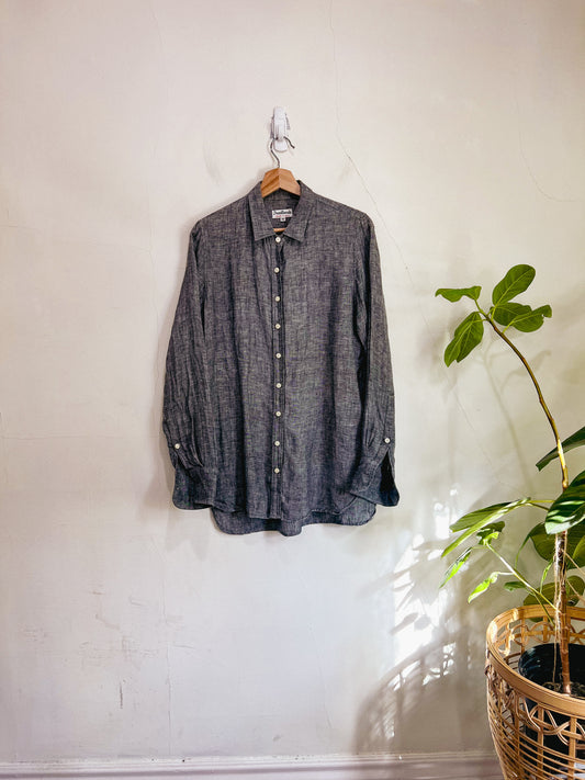 Tradlands Slow Fashion Linen Blouse in Grey Heather (Size M)