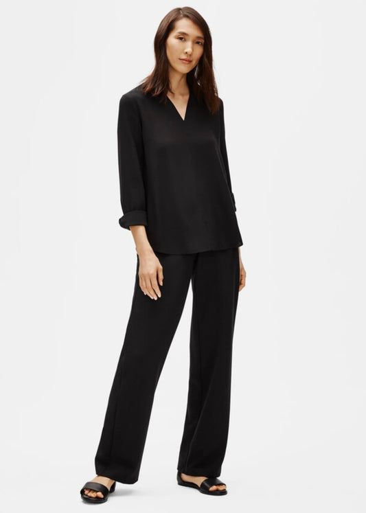 Eileen Fisher "Flex Tencel Ponte Straight Pant in Black" (Size M)