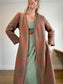J.Jill Long Quilt Wool Jacket in Dusty Rose/Green (Size M/L)
