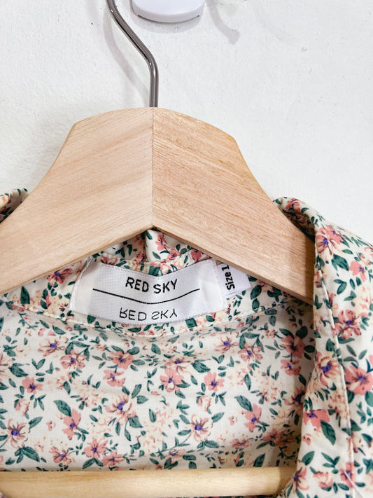 RED SKY Slow Fashion Floral Blouse (Size L/XL)