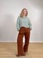 L'ENVERS Sustainable Knitwear "Organic Cotton Cropped Sweater in Mint Green" (Size L)