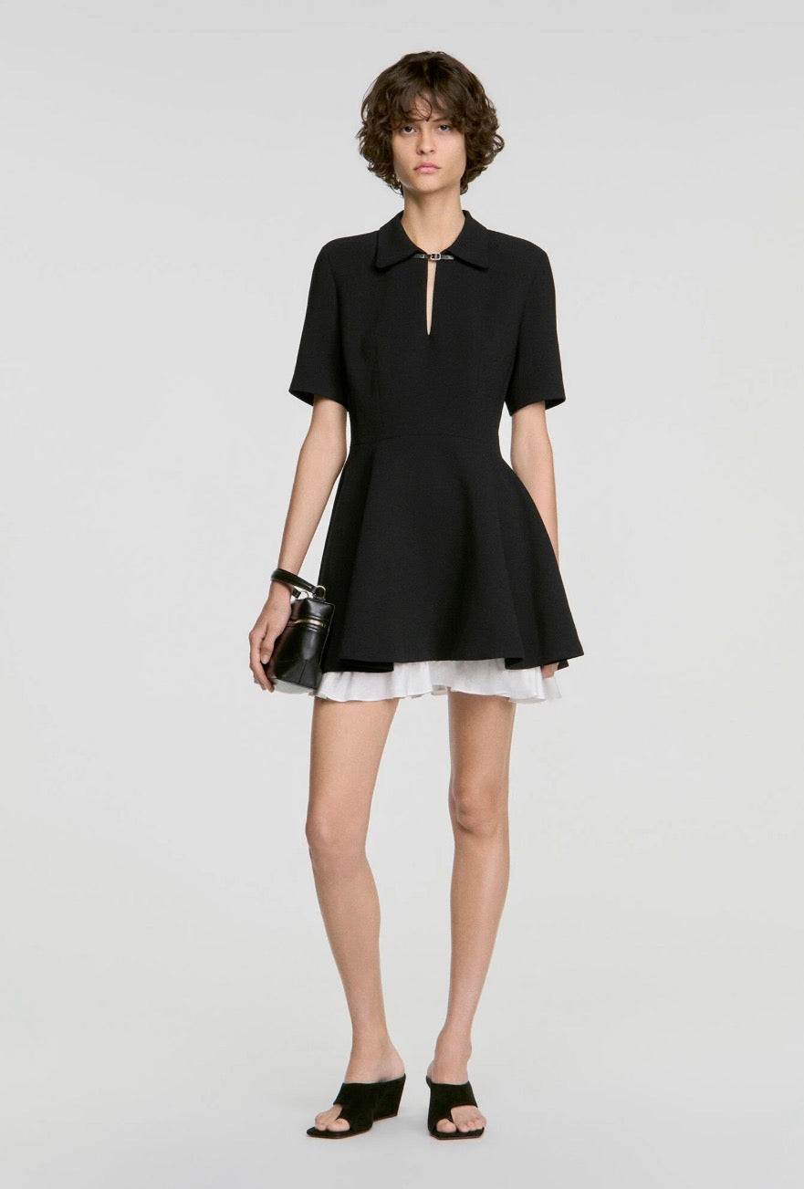 SANDRO "Short contrast skater dress" in Black NWT (Size S/M)