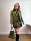Vintage Green Tweed Skirt Suit (Size L)