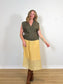 FLAX Linen Midi Skirt in Butter Yellow (Size L)