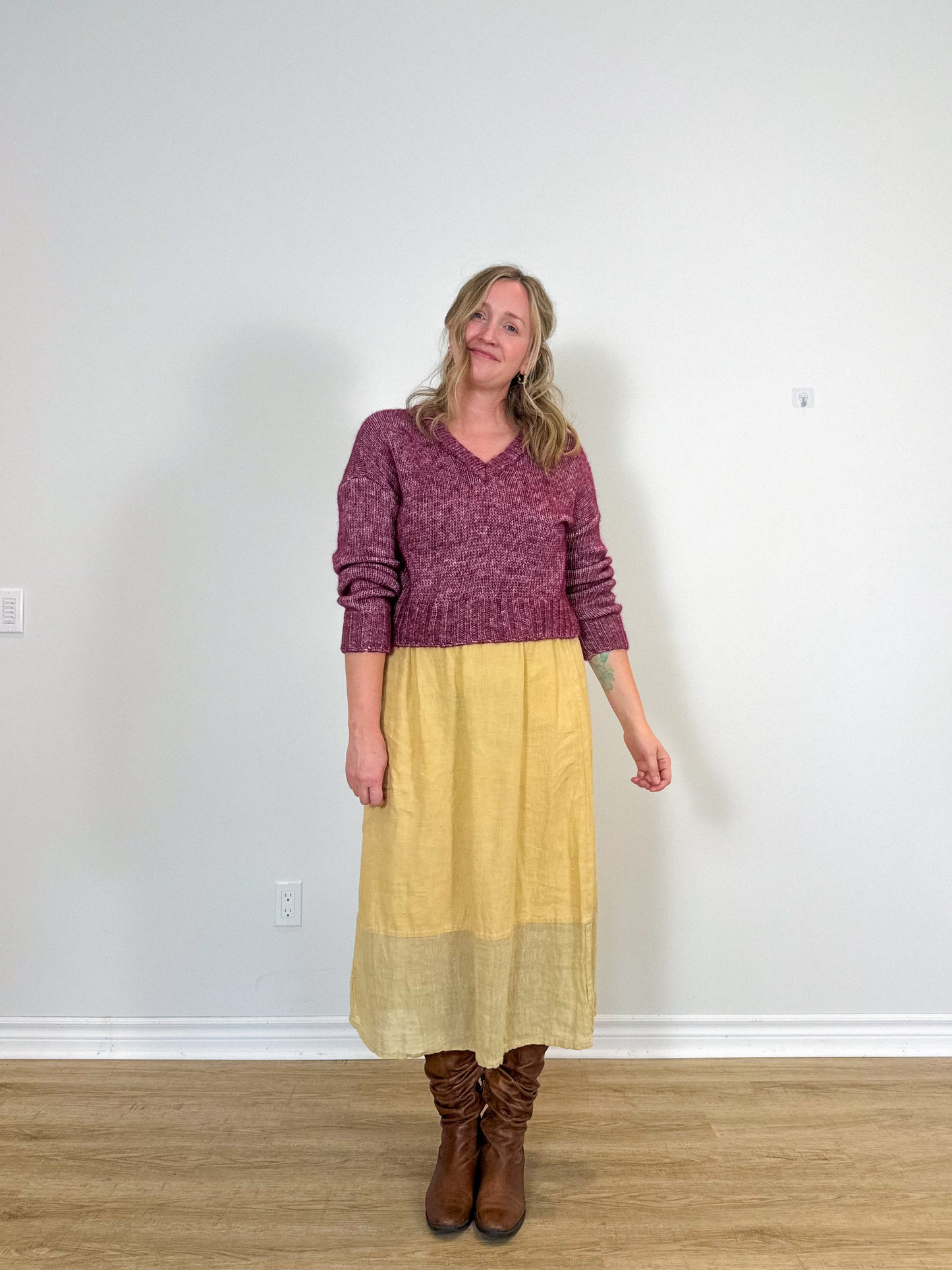 KOTN Sustainable Alpaca & Merino Wool Sweater in Burgundy (Size S/M)