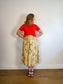 Vintage Liz Linen Floral Midi Skirt (Size L)