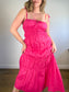 NICHOLAS THE LABEL "Halia Shirred Ramie Dress in Pink" (Size S/M)