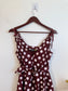 Vintage 90s Des Filles a la Vanille Paris Polka Dot Dress in Maroon/White (Size S)