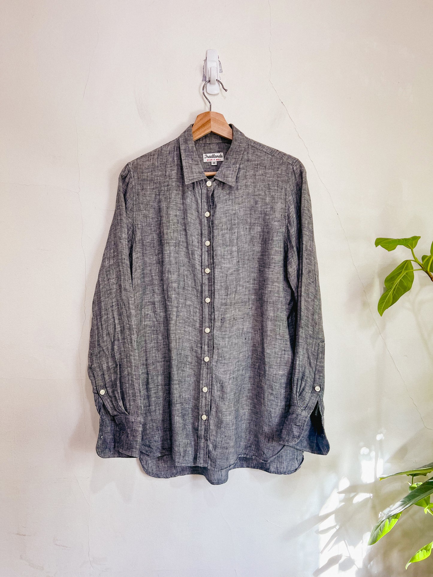 Tradlands Slow Fashion Linen Blouse in Grey Heather (Size M)