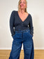 Citizens of Humanity "Aideen Ribbed Henley Top in Charcoal" (Size L)