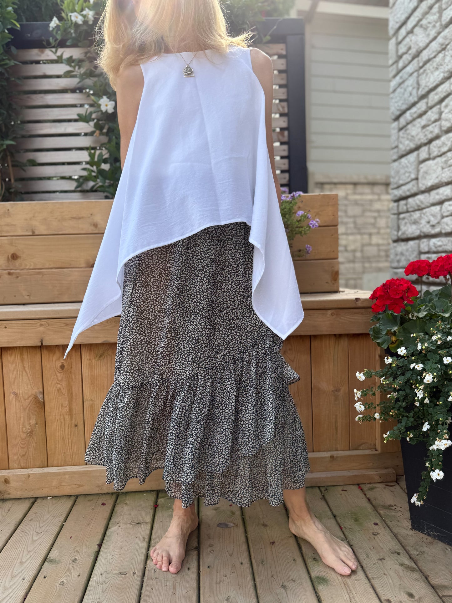 COS White Sleeveless Blouse with Asymetrical Wings (Size XS/S)