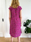 Vintage Pink Floral Midi Dress (Size M)