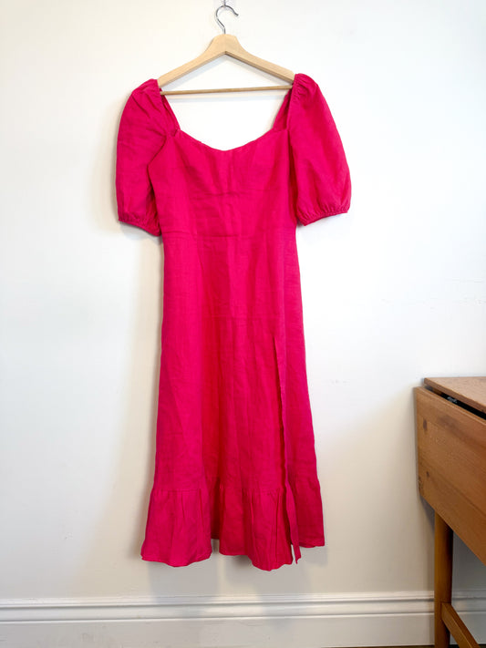 Reformation Belgium Linen Maxi Dress in Hot Pink (Size M)