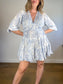 MAJE "Patterned Pleated Dress in Blue/White" NWT (Size M/L)