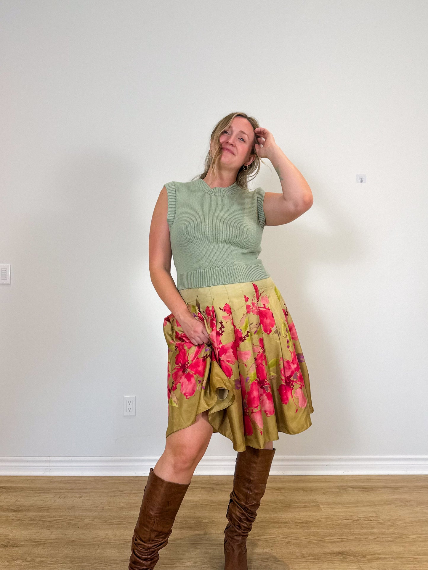 Vintage Jones New York Floral Silk Skirt - SOLD AS IS(Size L)