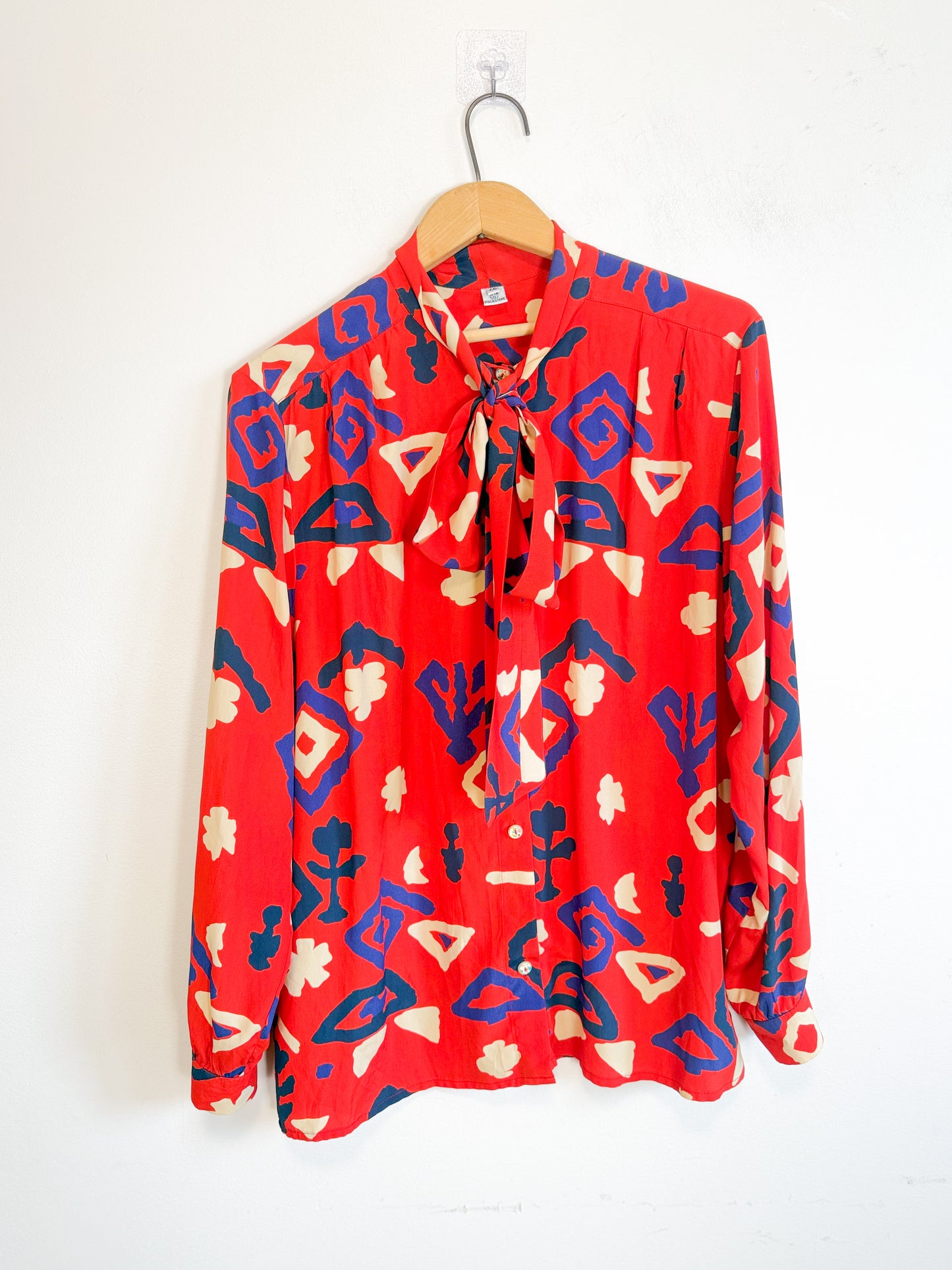 Vintage France Silk Blend Patterned Blouse (Size L/XL)