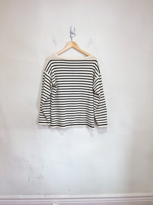 Andersen-Andersen "Boatsman Sweater in Navy/Cream Stripe (Size S/M)