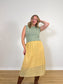 FLAX Linen Midi Skirt in Butter Yellow (Size L)