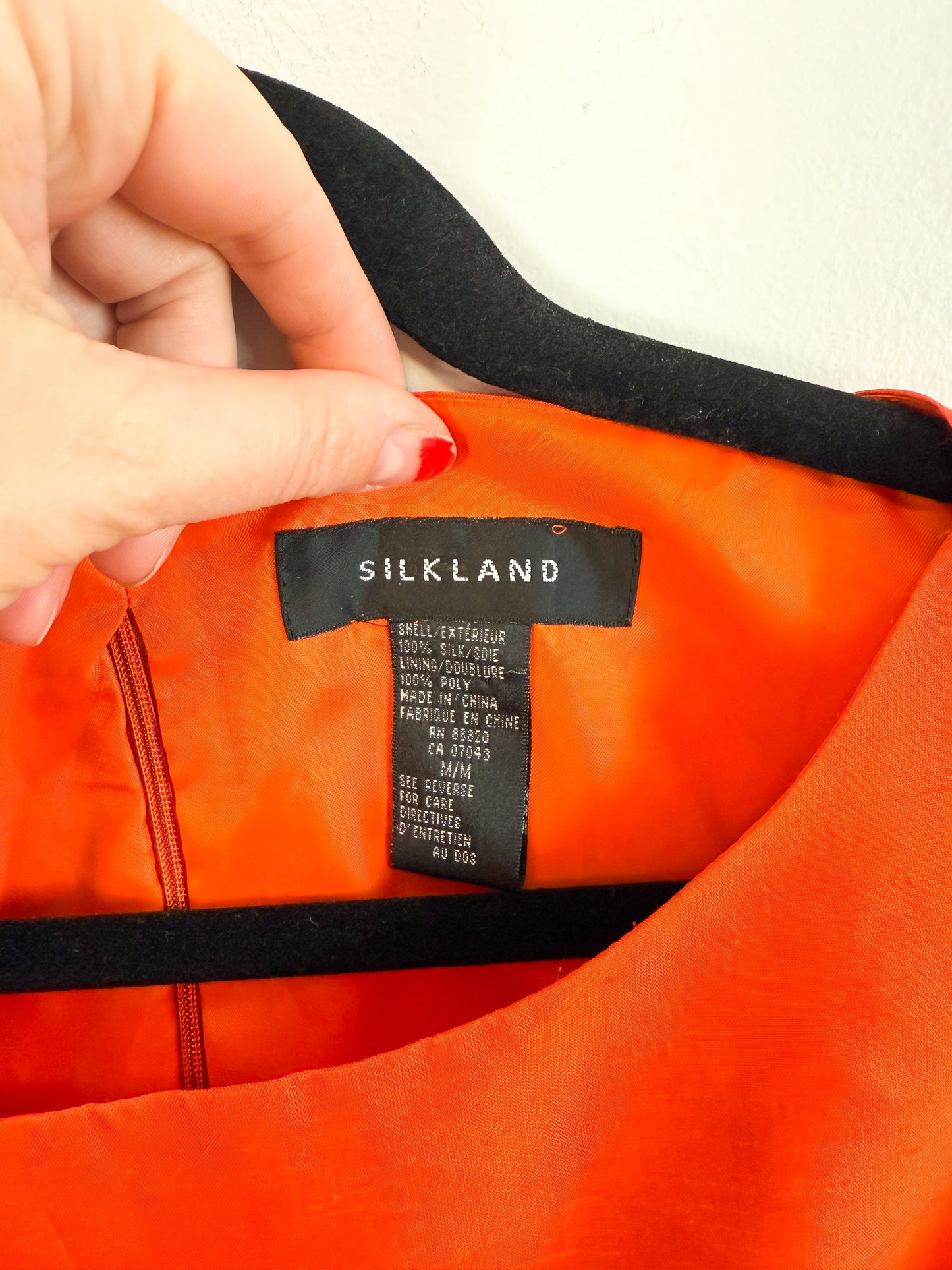 Vintage Silk Beaded Sleeveless Top in Orange (Size M)