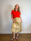 Vintage Liz Linen Floral Midi Skirt (Size L)