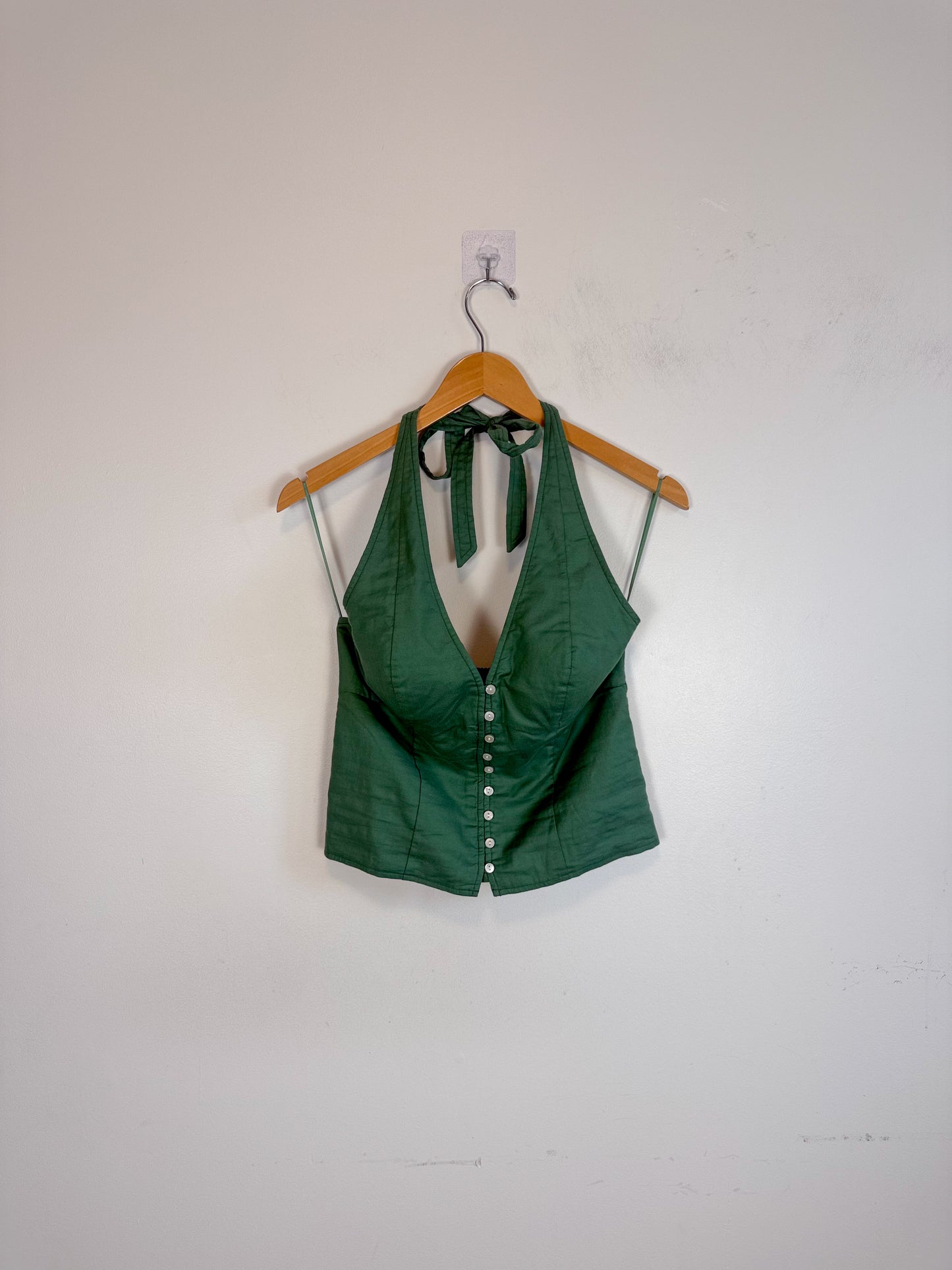 Abercrombie & Fitch "Button-Front Halter Top in Green" NWT (Size M)