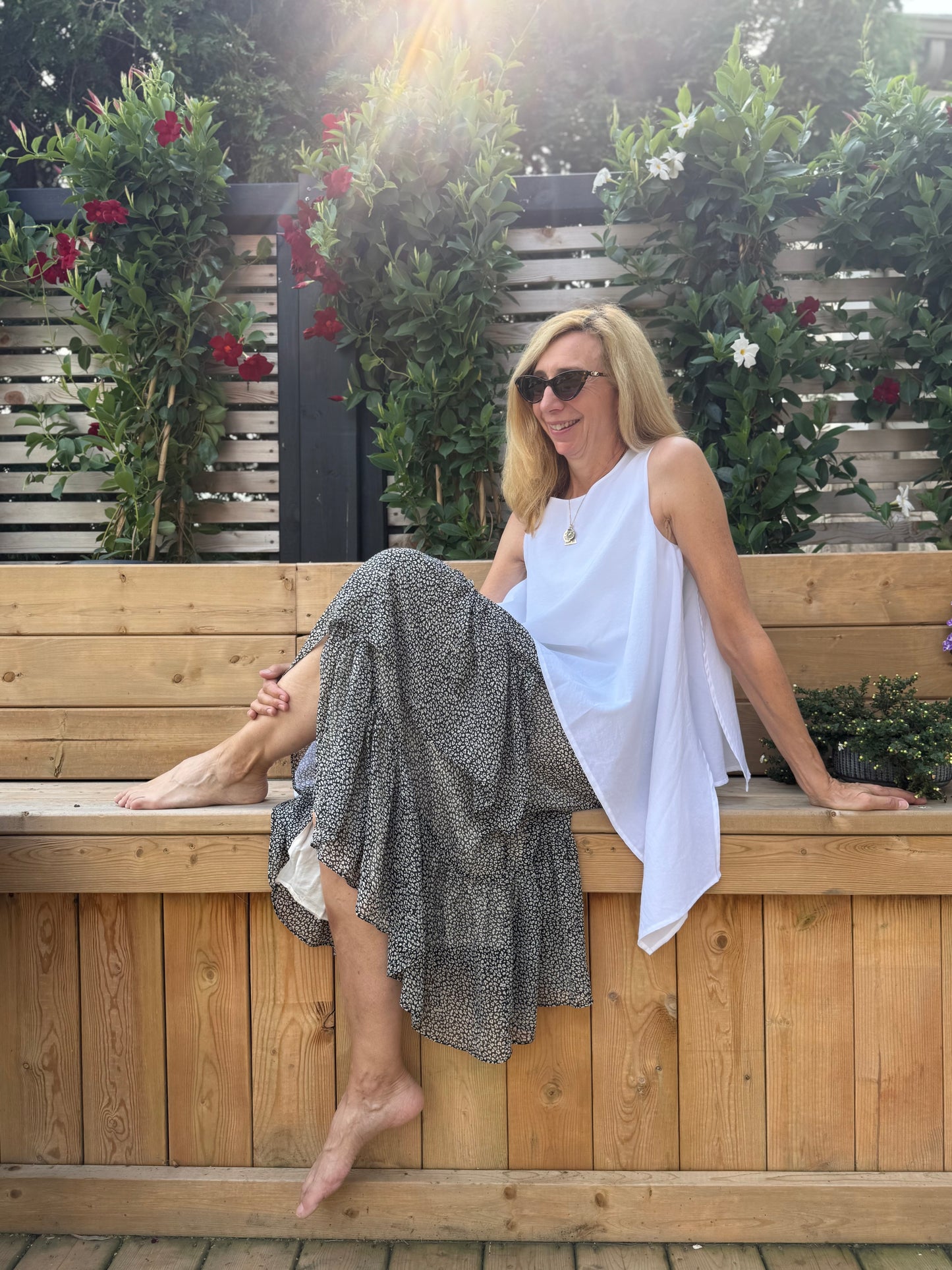 COS White Sleeveless Blouse with Asymetrical Wings (Size XS/S)