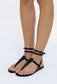 Ancient Greek Sandals "Estia Leather Sandals in Black" (Size 40)