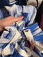 Carolina Herrera Designer "Maxi A-Line Women's Silk/Cotton Skirt in Blue/White Tie Dye" NWT (Size 12)