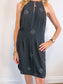 Vintage Black Mini Dress with Sequin Starbursts (Size M)