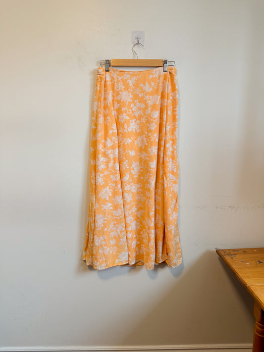 Abercrombie Floral Wrap Skirt in Tangerine (Size M/L)