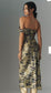 Anthropologie "One-Shoulder Printed Slim Midi Dress in Green/Gold" NWT (Size XL)