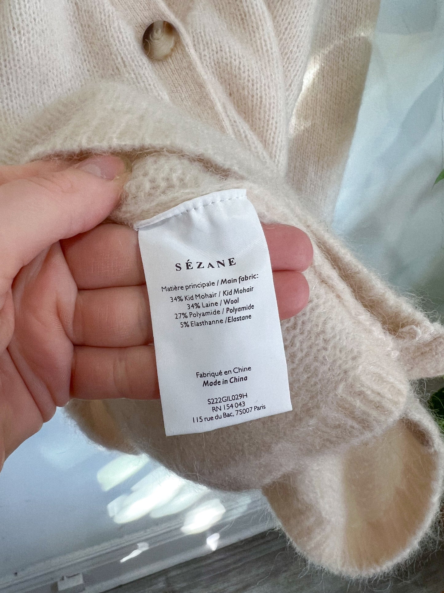 Sezane "Mia Cardigan in Natural" (Size M/L)