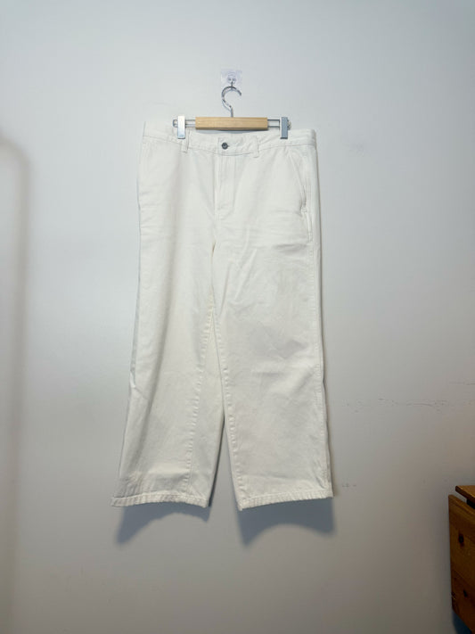 Massimo Dutti High Waist Wide Leg Jeans in White (Size 12)
