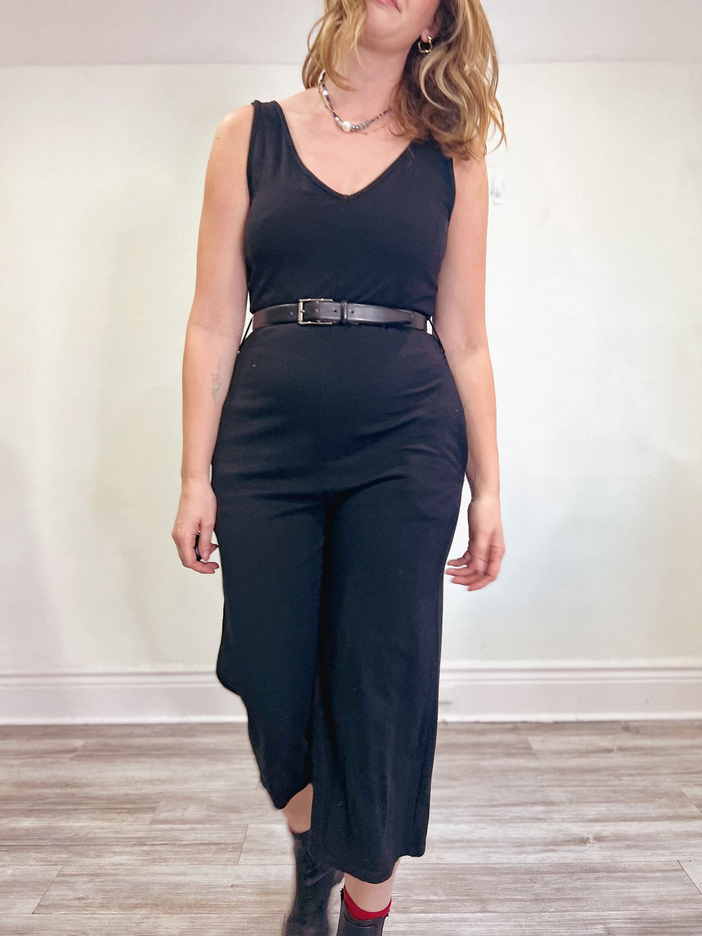 Smash & Tess "Tuesday Wide Leg Romper in Midnight Black" (Size S)