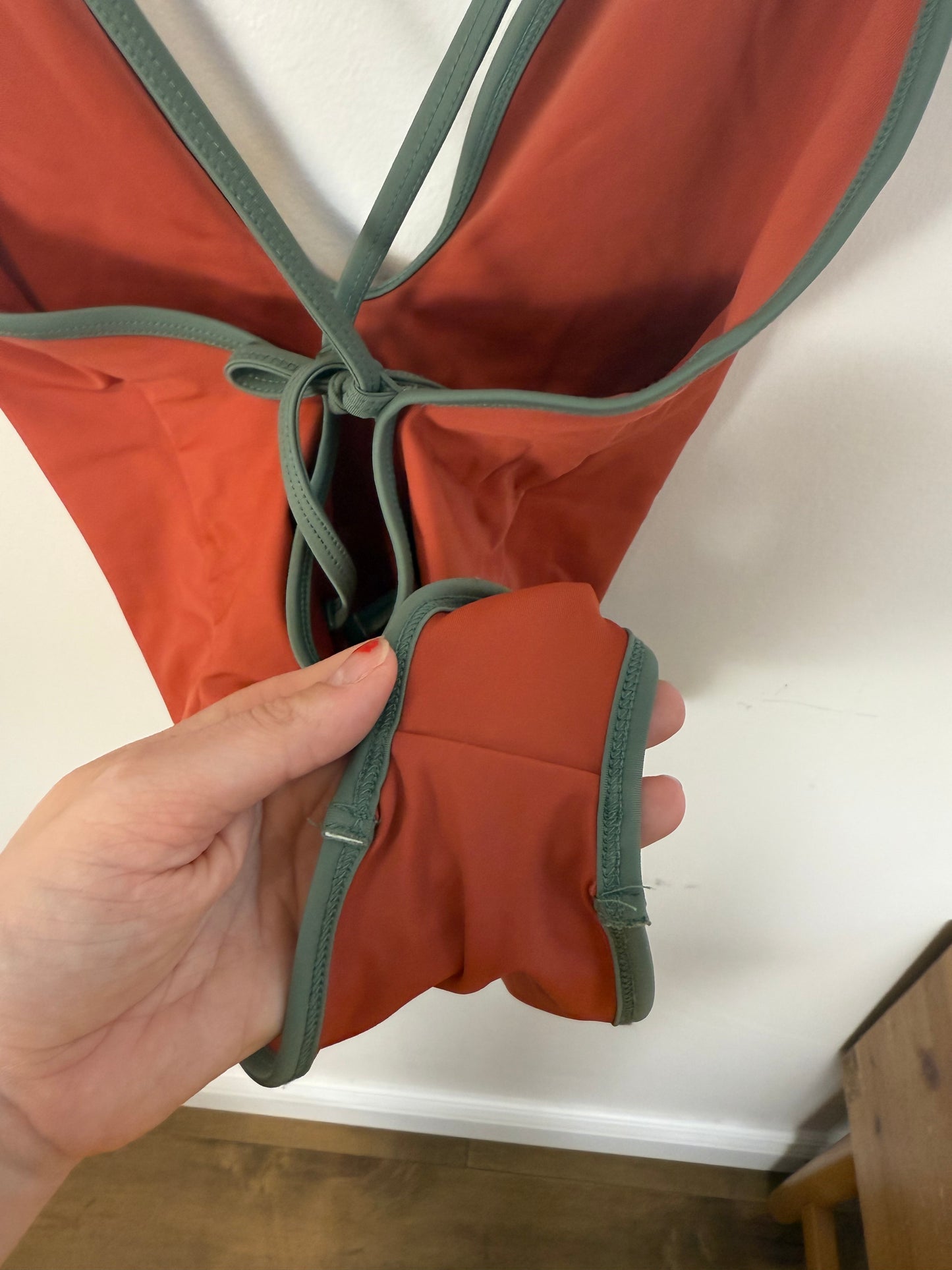 So So Swim Original Cut Swimsuit" in Tangerine (Size M)