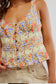 Free People "Kiana Lace Floral Printed Tank Top"  (Size L)