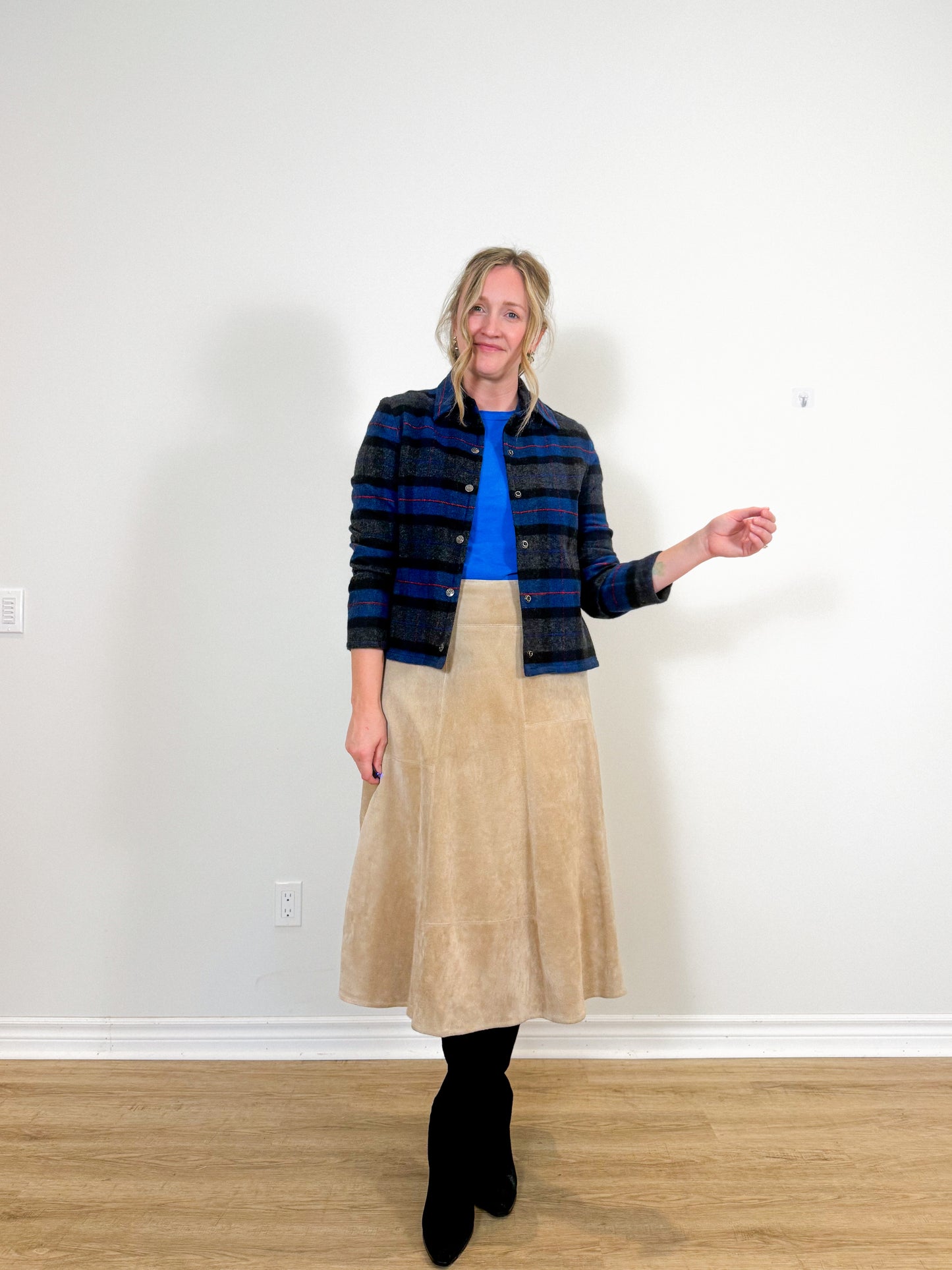 Vintage Leather Midi Skirt in Beige SOLD AS IS (Size XL)