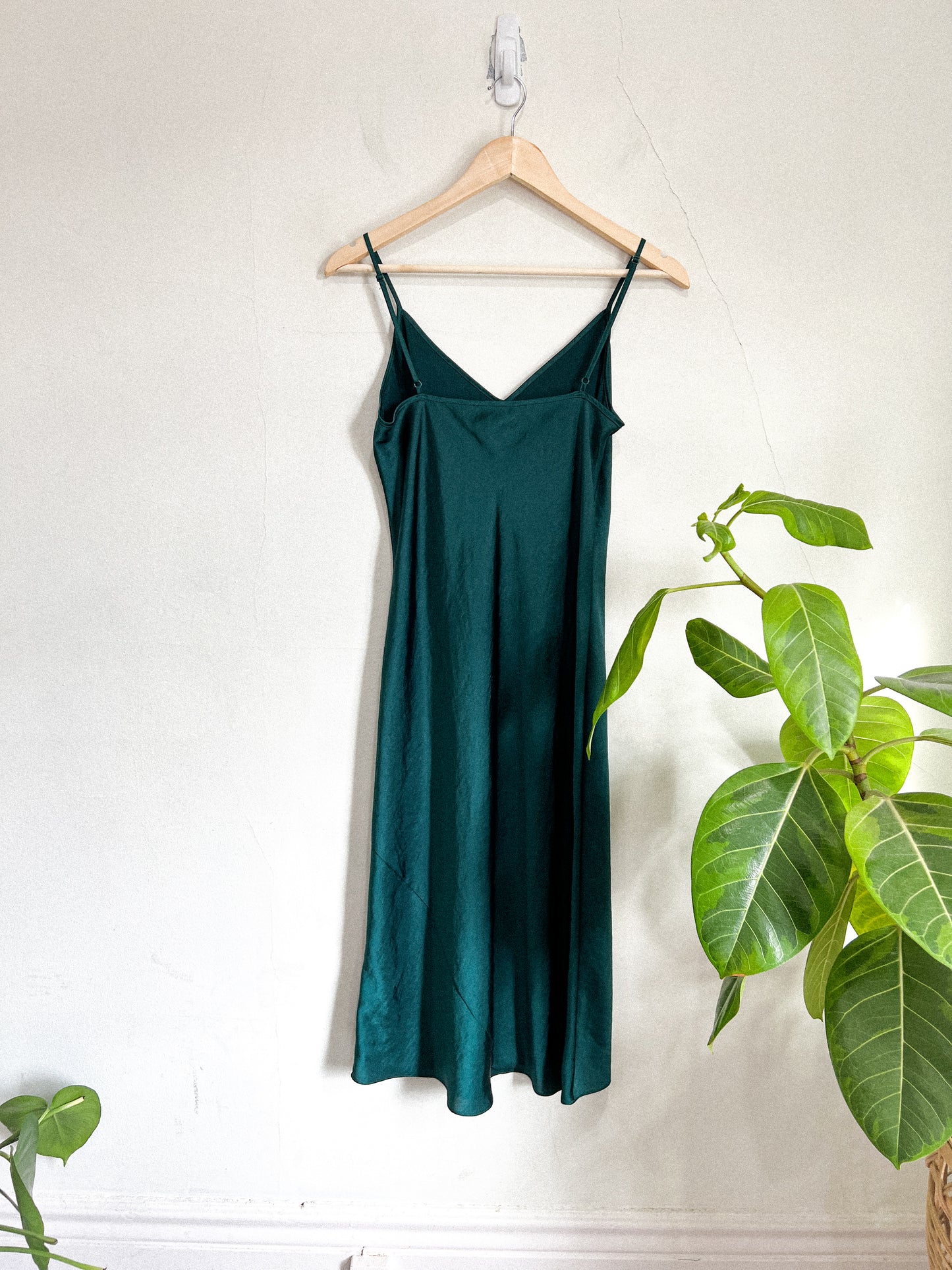 Wilfred "Only Slip Satin Midi Dress" in Forest Green (Size S)