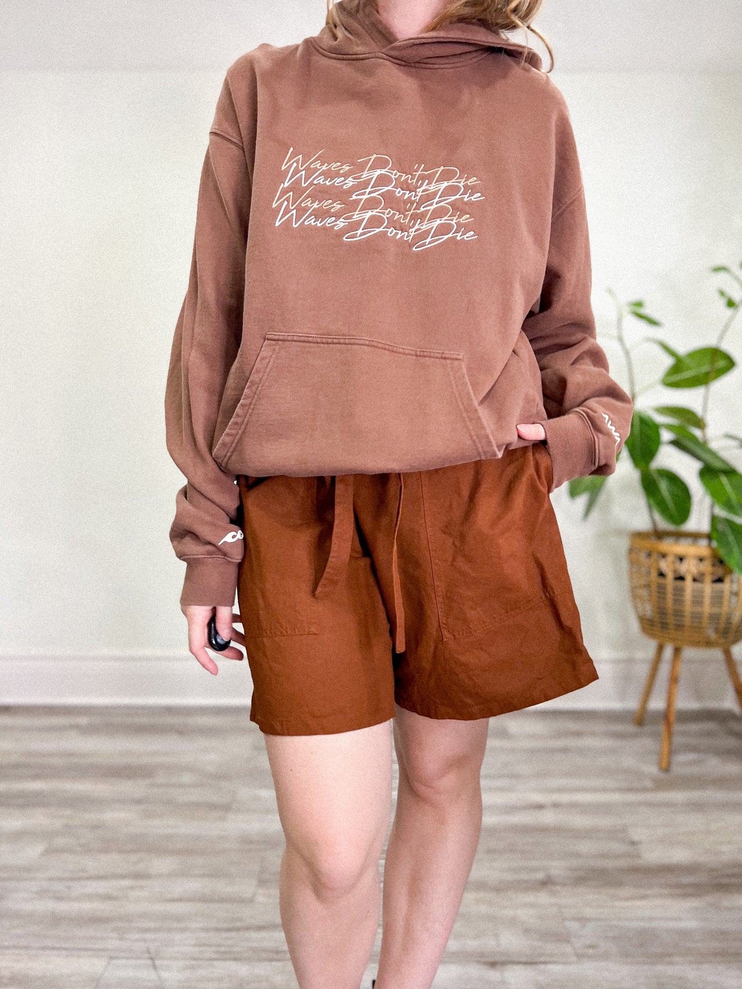 AWAV "Waves Don't Die" Brown Hoodie (Size L)