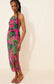 FARM RIO "Leaves Midi Dress in Hot Pink/Green" (Size S)