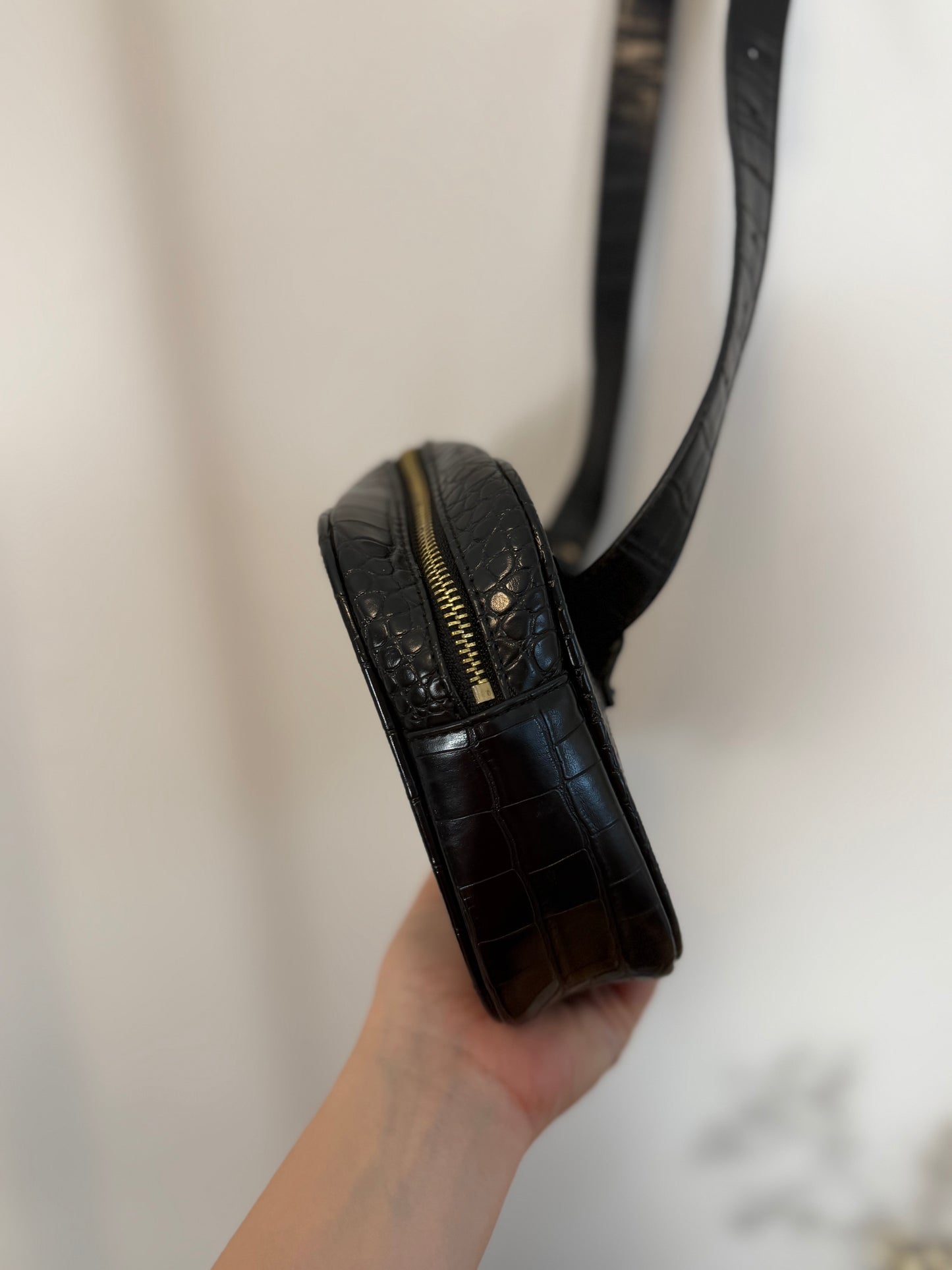 ELA x Sasha Exeter Vegan Crossbody Bag in Black Croc