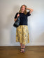 Vintage Liz Linen Floral Midi Skirt (Size L)
