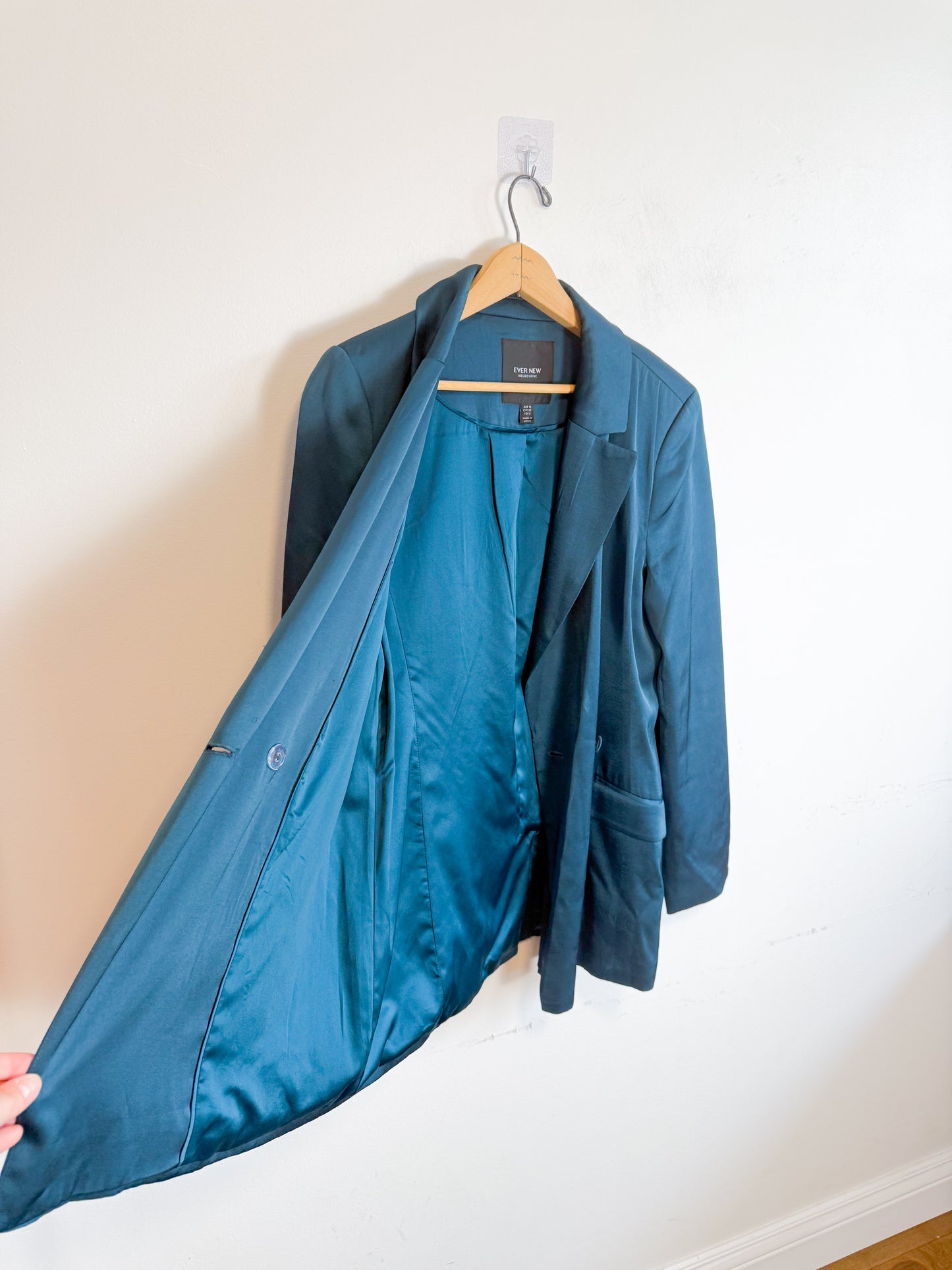 Ever New Satin Blazer in Teal (Size M/L)