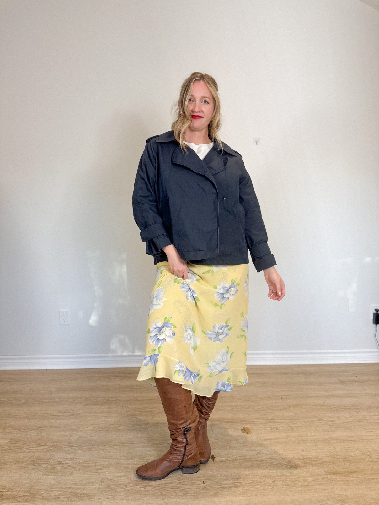 Massimo Duttio Short Trench Coat in Navy (Size M/L)