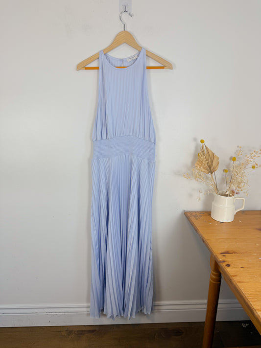 Wilfred "Intellect Satin Pleated Dress in Blue" (Size L)